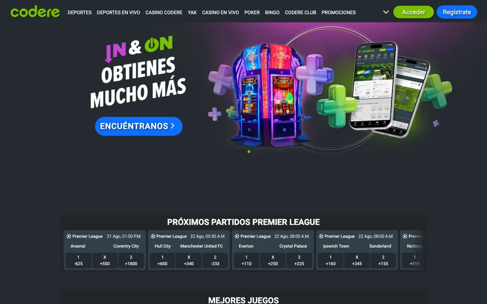 Codere España, página de inicio de apuestas deportivas